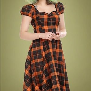 Collectif plaid pumpkin dress